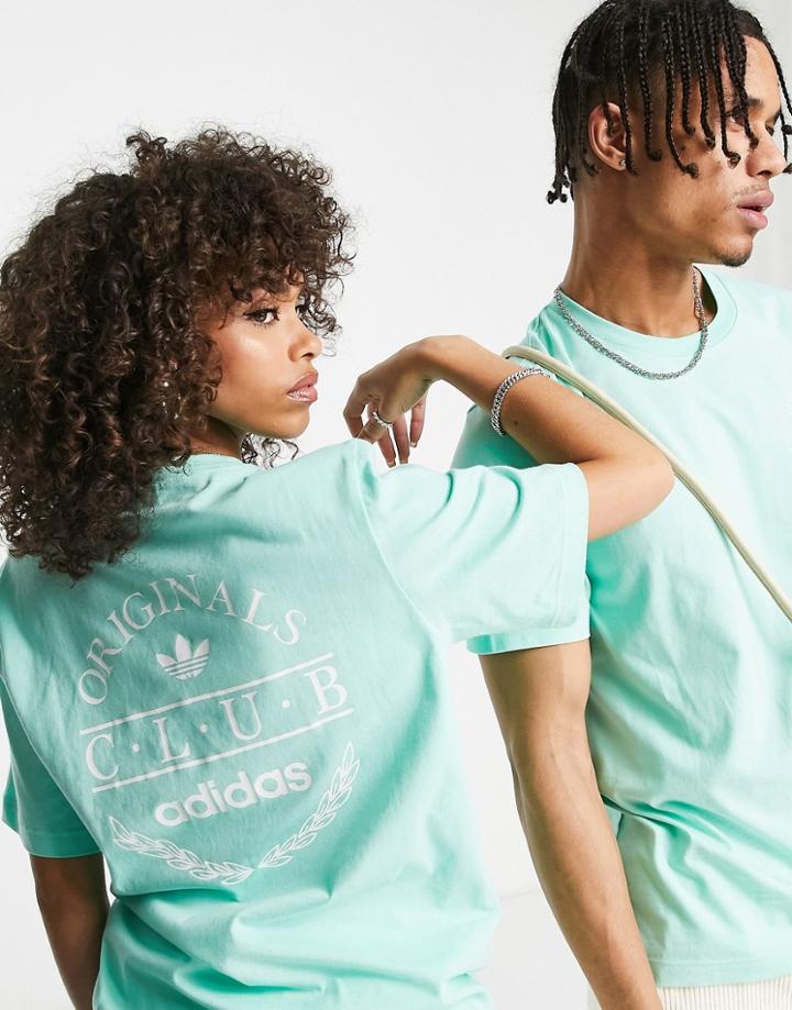 Adidas Originals 'sports Resort' Club T-shirt In Green With Back Graphics