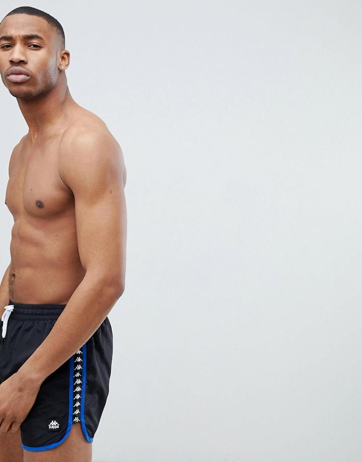Kappa Swim Shorts With Banda Taping In Black - Black
