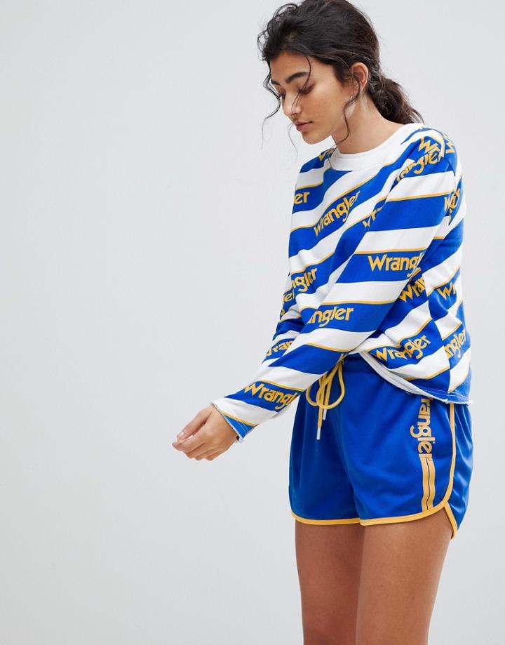 Wrangler Blue And Yellow Sport Stripe Sweatshirt - White
