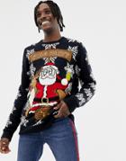 Brave Soul Stag Party Holidays Sweater - Navy