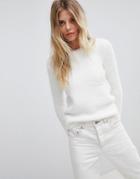 Oasis Fluffy Crew Neck Sweater - White