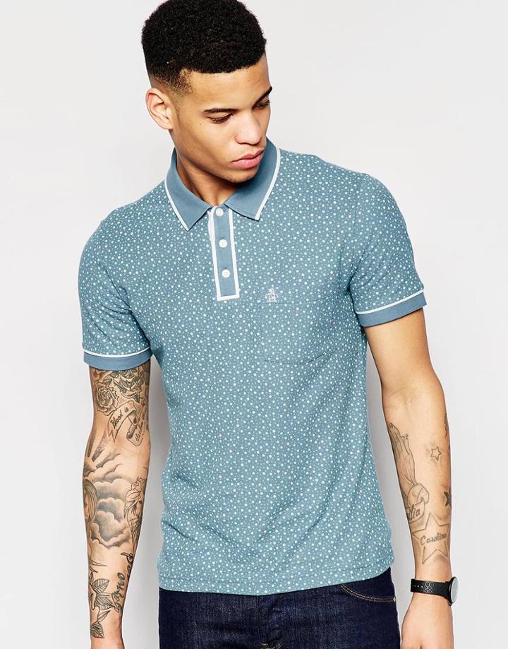 Original Penguin Short Sleeved Polo Shirt - Blue