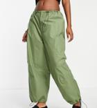 Collusion Unisex Parachute Pants In Green