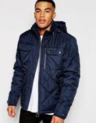 Ringspun Jacket Sermon Jacket With Quilted Panels - Navy