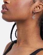 Regal Rose Luna Mini Hoop Earrings With Moon And Star Charm In Silver Plate