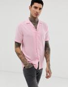 Asos Design Regular Fit Viscose Shirt In Pink - Pink