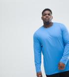 Asos Plus Longline Long Sleeve T-shirt In Blue - Blue