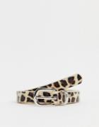 Johnny Loves Rosie Leopard Print Belt With Buckle In Gold-multi