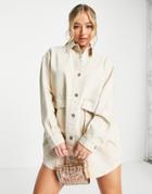 I Saw It First Oversized Utility Shirt Dress In Stone-neutral