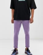 Asos Design Super Skinny Ankle Grazer Chinos In Washed Lilac-purple