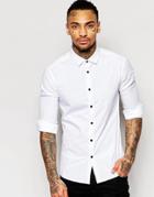 Asos Skinny Shirt In White With Contrast Buttons - White