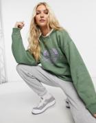 Daisy Street Oversized Sweatshirt With Vintage Meadows Print-green