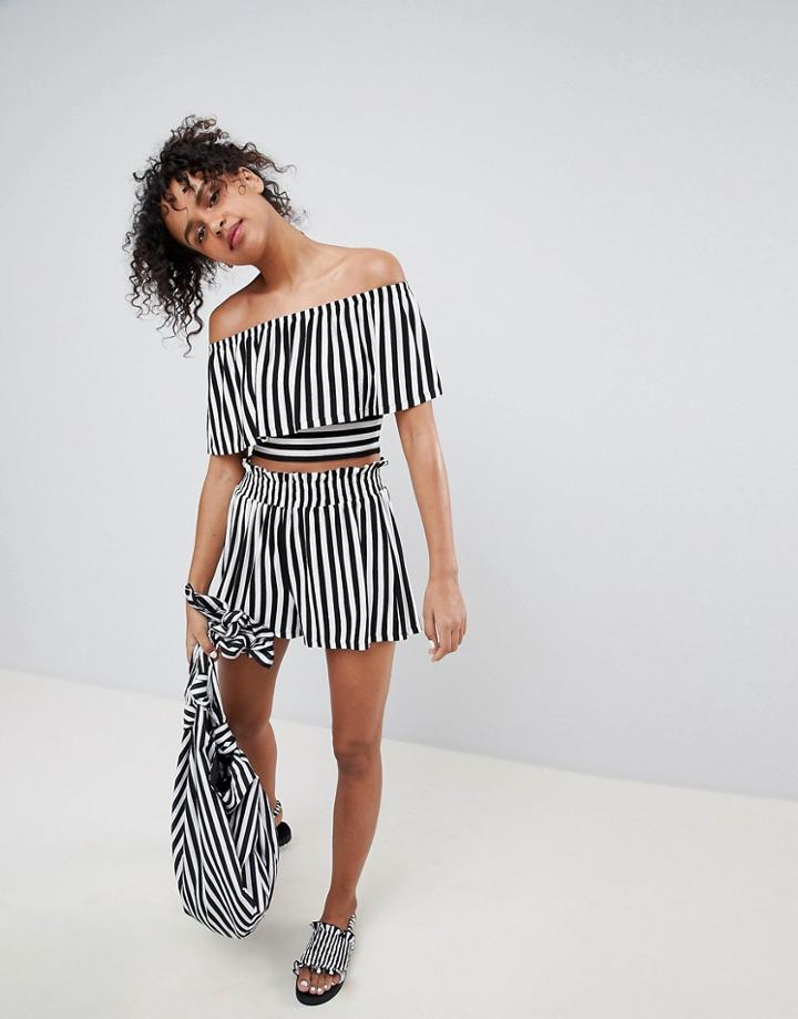 Monki Stripe Beach Short Co-ord - Multi