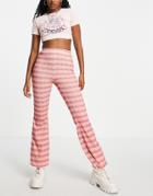 Asos Design Flared Pants In Ombre Texture In Pink And Yellow-multi