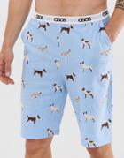 Asos Design Lounge Pyjama Shorts With Dog Print - White