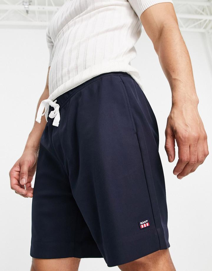 Gant Retro Shield Logo Sweat Shorts In Navy