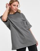 Dr Denim Hedy Short Sleeved T-shirt With Pocket Detail In Gray