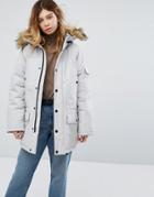 Carhartt Wip Anchorage Parka Jacket With Fur Trimmed Hood - Cream