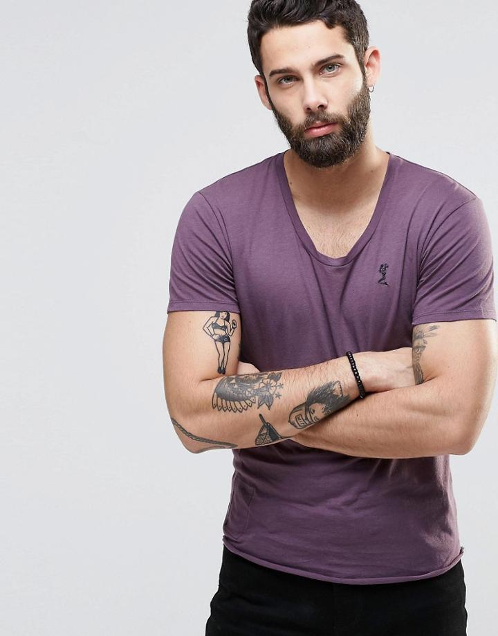 Religion Plain Scoop Neck T-shirt - Brown