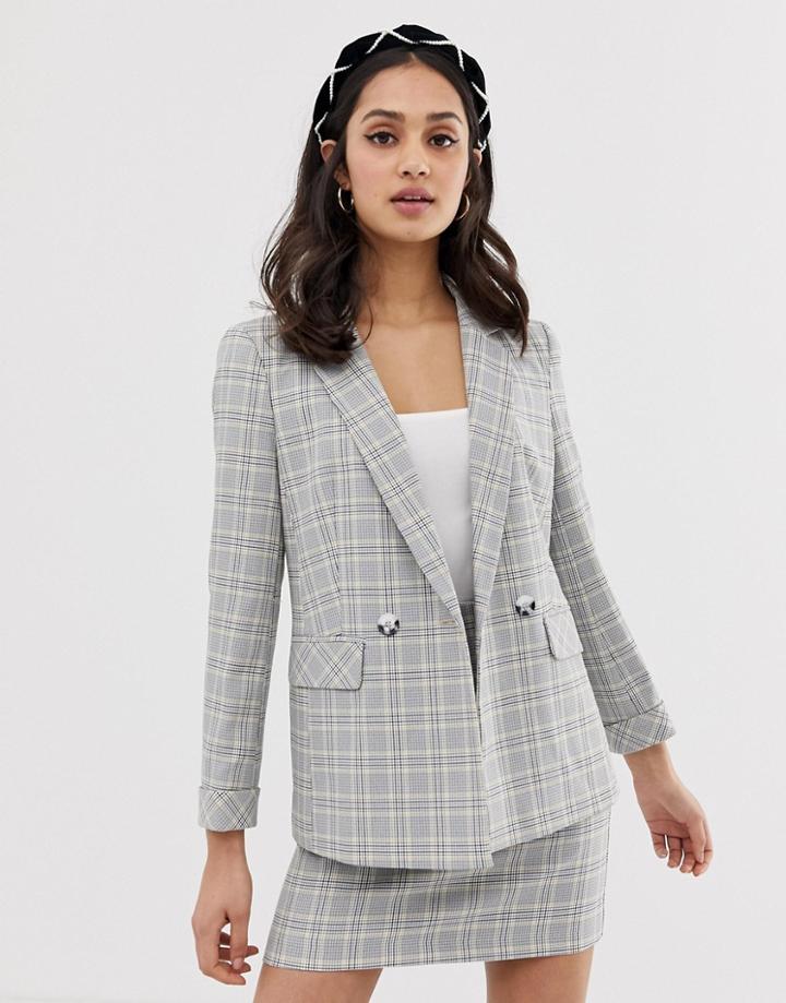 Miss Selfridge Blazer In Gray Check - Multi
