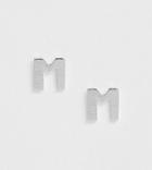 Kingsley Ryan Sterling Silver M Initial Stud Earrings - Silver