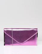 Faith Metallic Envelope Clutch Bag - Pink