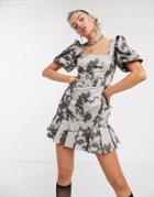 Jaded London Milkmaid Skater Dress In Distressed Tie-dye-multi
