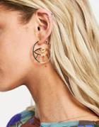 Asos Design Hoop Earrings With Eye Design In Gold Tone