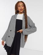 Monki Twiggy Blazer In Black Check