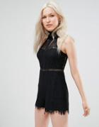 Foxiedox Rosewater Lace Romper - Black