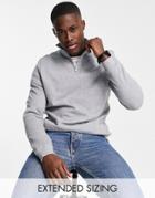 Asos Design Half Zip Sweatshirt In Grey Marl - Grey-gray