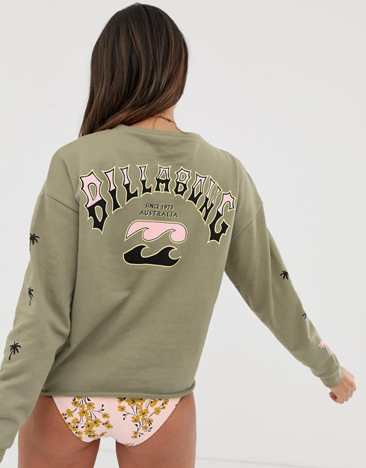 Billabong Logo Beach Sweatshirt In Sage - Green