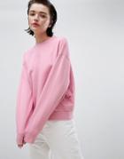 Weekday Cropped Sweatshirt In Pink - Pink