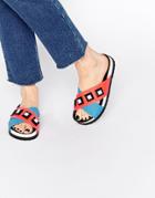 Kat Maconie Fifi Blue & Red Gem Slider Flat Sandals - Multi