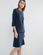Selected Inca Sweat Top With Flared Sleeves - Navy