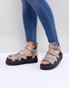 Dr Martens Blaire Vegan Strappy Flat Sandals In Silver - Silver