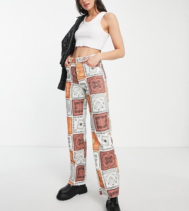 Stradivarius Tall Printed Dad Jean In Celestial Print-multi