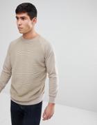 Brave Soul Textured Crew Neck Sweatshirt - Tan