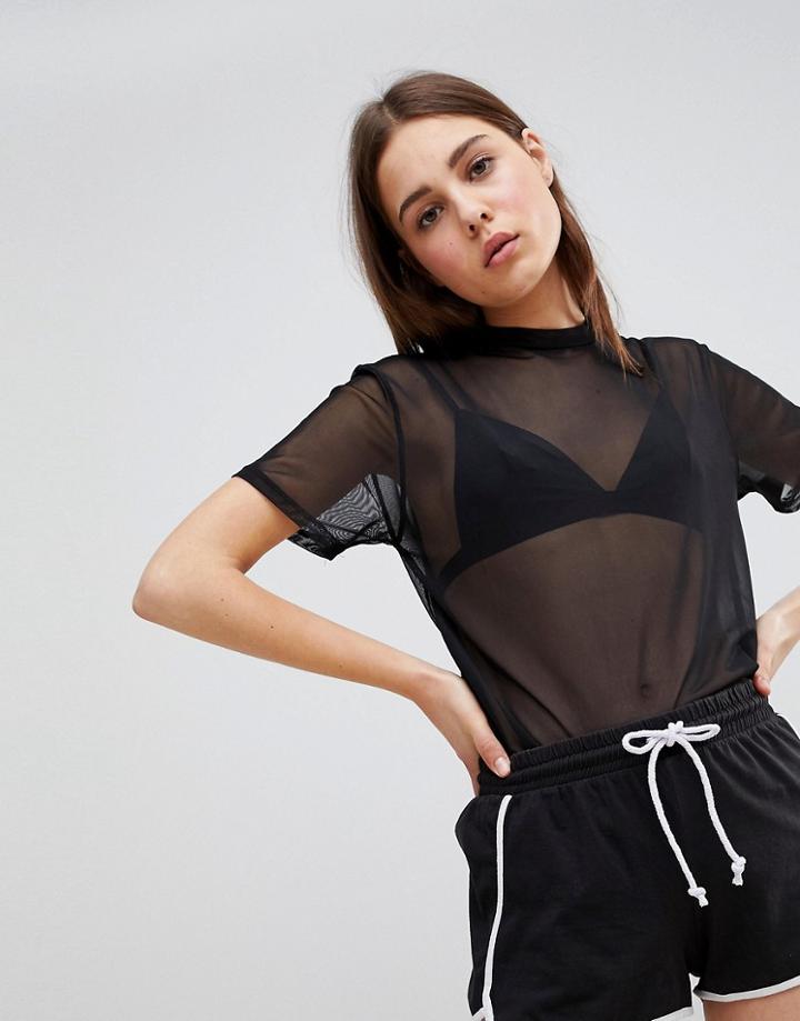 Brave Soul Mesh T Shirt - Black