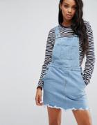 Pieces Anabella Overall Raw Hem Dress - Blue