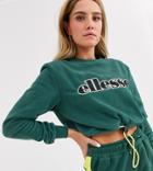 Ellesse Half Zip High Neck Top With Chest Logo In Sherpa Two-piece-green