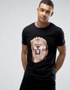 D-struct Lion Print T-shirt - Black