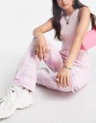 Topshop Dad Jean In Lilac Tie Dye Print-purple
