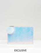 Skinnydip Exclusive Small Clutch Bag In Iridescent With Pom - Silver