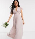 Tfnc Petite Bridesmaid Lace Sleeve Maxi Dress In Pink