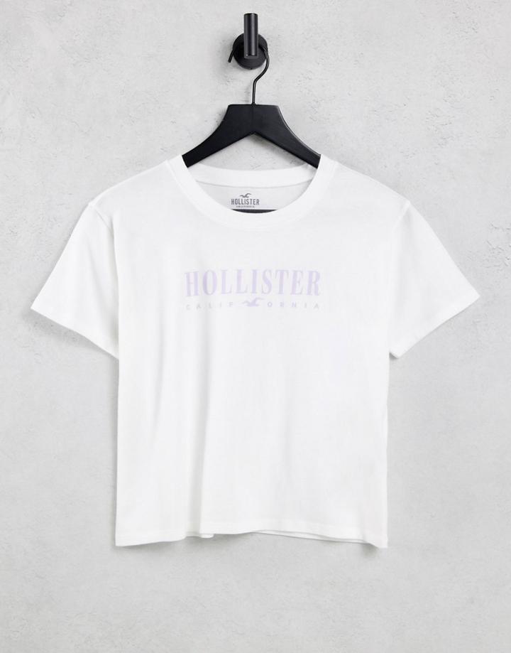 Hollister Cropped Logo T-shirt In White