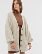 Asos Design Borg Knit Cardigan-stone