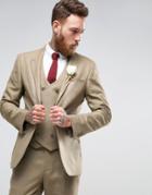 Asos Wedding Skinny Suit Jacket In Taupe Twist Micro Texture - Beige