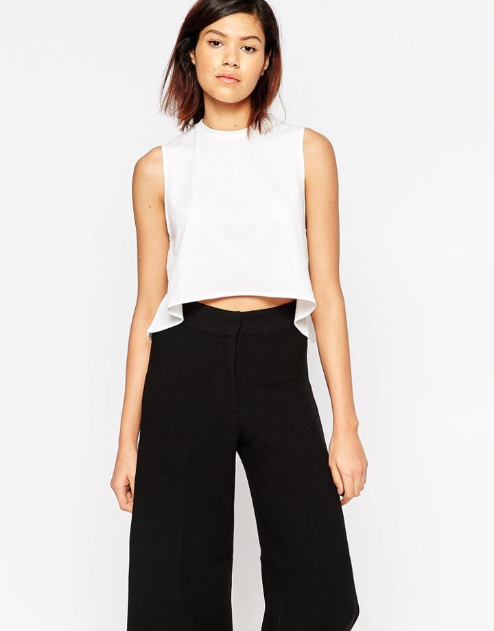 Tired Of Tokyo Dip Hem Sleeveless Top - White