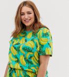 Asos Design Curve Mix & Match Pyjama Banana All Over Print Jersey T-shirt - Multi
